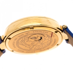 Pre Owned Versace Blue Gold Plated Stainless Steel Mystique Foulard VK6020013 Women's Wristwatch 38MM