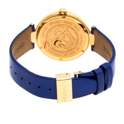 Pre Owned Versace Blue Gold Plated Stainless Steel Mystique Foulard VK6020013 Women's Wristwatch 38MM