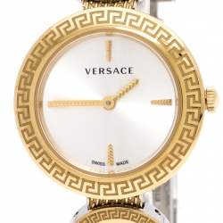 Versace White Gold Tone Signature Medusa Stud Icon VERF008 Women's Wristwatch 26 mm