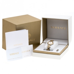 Versace White Gold Tone Signature Medusa Stud Icon VERF008 Women's Wristwatch 26 mm