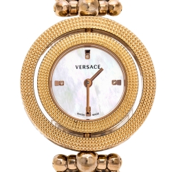 مملوكة مسبقًا ساعة يد نسائية فرساتشي ايون 79 كيو-أي سي ستانلس ستيل مطلي ذهب وردي صدف 33 مم