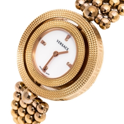 مملوكة مسبقًا ساعة يد نسائية فرساتشي ايون 79 كيو-أي سي ستانلس ستيل مطلي ذهب وردي صدف 33 مم