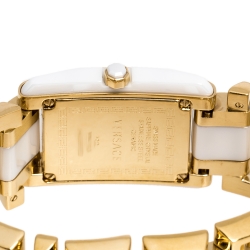 مملوكة مسبقًا Versace White Ceramic Gold Stainless Steel Era 70Q Women's Wristwatch 24 mm