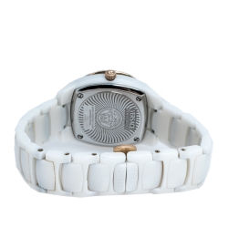 Pre Owned Versace White Mother of Pearl White Ceramic Rose Gold Plated Stainless Steel DV One 63Q Women's Wristwatch 35 mm