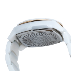 Pre Owned Versace White Mother of Pearl White Ceramic Rose Gold Plated Stainless Steel DV One 63Q Women's Wristwatch 35 mm