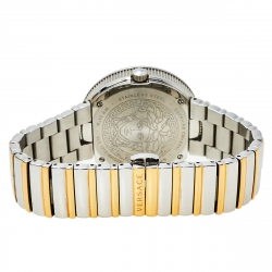 Pre Owned Versace Champagne Two-Tone Stainless Steel V-Metal Icon VLC080014 Women's Wristwatch 40 mm