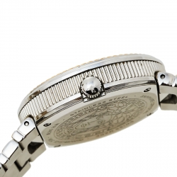 Pre Owned Versace Champagne Two-Tone Stainless Steel V-Metal Icon VLC080014 Women's Wristwatch 40 mm