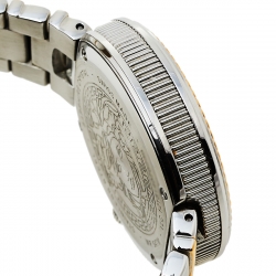 Pre Owned Versace Champagne Two-Tone Stainless Steel V-Metal Icon VLC080014 Women's Wristwatch 40 mm