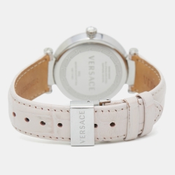 مملوكة مسبقًا Versace Pink Mother of Pearl Stainless Steel Leather Reve 68Q Women's Wristwatch 35 mm