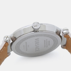 مملوكة مسبقًا Versace Pink Mother of Pearl Stainless Steel Leather Reve 68Q Women's Wristwatch 35 mm