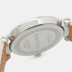 مملوكة مسبقًا Versace Pink Mother of Pearl Stainless Steel Leather Reve 68Q Women's Wristwatch 35 mm