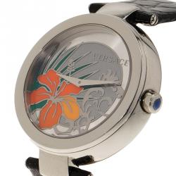 Pre Owned ساعة يد نسائية فيرساتشي ستانلس ستيل فضية 38 مم