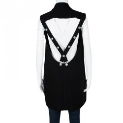 Pre Owned Versus Versace Black Embossed Button Detail Double Breasted Sleeveless Vest Dress M