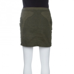 Pre Owned Versus Versace Vintage Olive Green Zip Detail Mini Skirt M