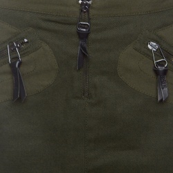 Pre Owned Versus Versace Vintage Olive Green Zip Detail Mini Skirt M