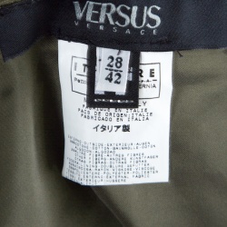 Pre Owned Versus Versace Vintage Olive Green Zip Detail Mini Skirt M