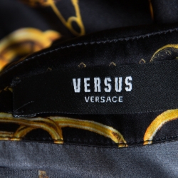 Pre Owned Versus Versace Black Chain Link Printed Silk Satin Long Sleeve Shirt S
