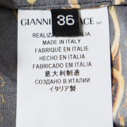 Pre Owned Versus Versace Black Chain Link Printed Silk Satin Long Sleeve Shirt S