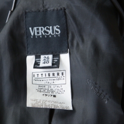 Versus Versace Black Leather Belted Back Detail Overcoat S