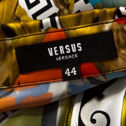 Versus Versace Multicolor Abstract Baroque Printed Silk Satin Shirt M 