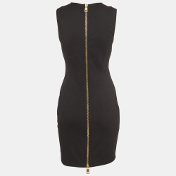 Pre Owned Versus Versace Black Studded Jersey Sheath Dress M