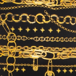 Versus Versace Black/Gold Chain Print Jersey Midi Dress M