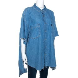 Pre Owned Vetements x Levi's Blue Denim Cutout Sleeves Oversized Shirt S