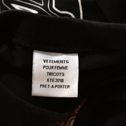 Pre Owned Vetements Black Printed Cotton Split Side Oversized T-Shirt XS 