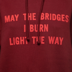 Pre Owned Vetements Bordeaux Slogan Print Cotton Cropped Hoodie M