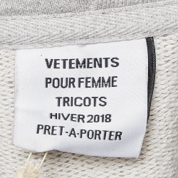 Pre Owned Vetements Grey Logo Printed Cotton Hoodie S
