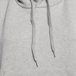 Pre Owned Vetements Grey Logo Printed Cotton Hoodie S