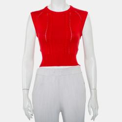 Red Knit Sleeveless Open Back Detail Sweater Vest