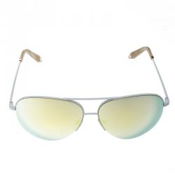 Pre Owned Victoria Beckham White/Gold Mirrored VBS90 C6 Classic Victoria Sunglasses
