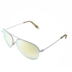 Pre Owned Victoria Beckham White/Gold Mirrored VBS90 C6 Classic Victoria Sunglasses