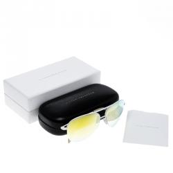 Pre Owned Victoria Beckham White/Gold Mirrored VBS90 C6 Classic Victoria Sunglasses