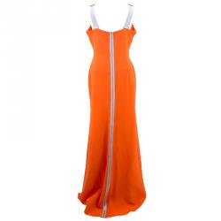 Pre Owned Victoria Beckham Tangerine Back Zipper Detail Gown L