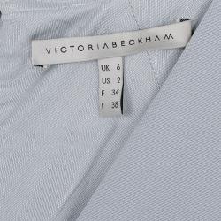 Pre Owned Victoria Beckham Dove Grey V-Neck Cap Sleeve Fitted Dress S
