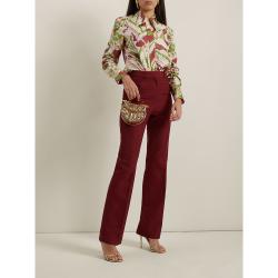 Pre Owned Victoria Beckham Red Straight-Leg Wool-Blend Trousers UK 16