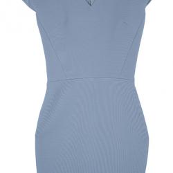 Pre Owned Victoria Beckham Dove Grey V-Neck Cap Sleeve Fitted Dress S