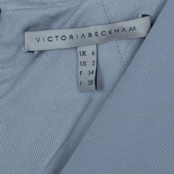 Pre Owned Victoria Beckham Dove Grey V-Neck Cap Sleeve Fitted Dress S
