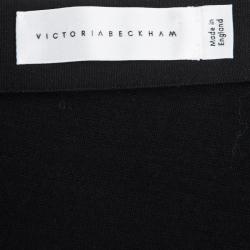 Pre Owned Victoria Beckham Black Wool Drape Detail Asymmetric Skirt S