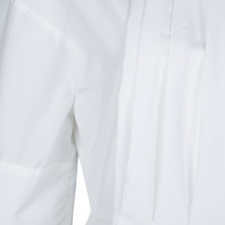 Pre Owned  Victoria Beckham White Cotton Pleat Detail Peplum Top M