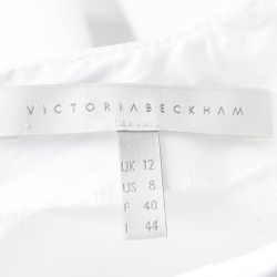 Pre Owned  Victoria Beckham White Cotton Pleat Detail Peplum Top M
