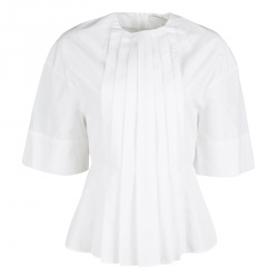 Pre Owned  Victoria Beckham White Cotton Pleat Detail Peplum Top S