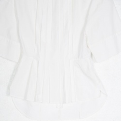 Pre Owned  Victoria Beckham White Cotton Pleat Detail Peplum Top S