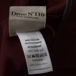 Pre Owned Victoria Beckham Burgundy Knit Draped High Neck Bodycon Dress S