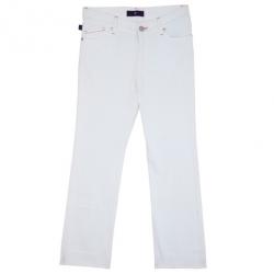 Pre Owned Victoria Beckham Orange Stitch White Jeans M
