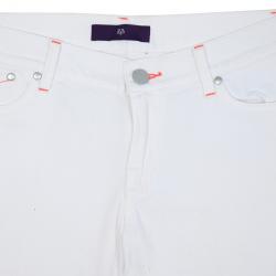 Pre Owned Victoria Beckham Orange Stitch White Jeans M