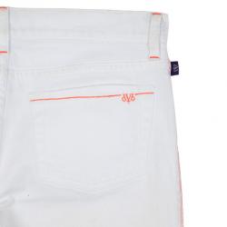 Pre Owned Victoria Beckham Orange Stitch White Jeans M