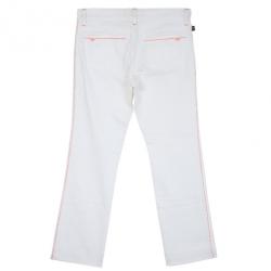 Pre Owned Victoria Beckham Orange Stitch White Jeans M